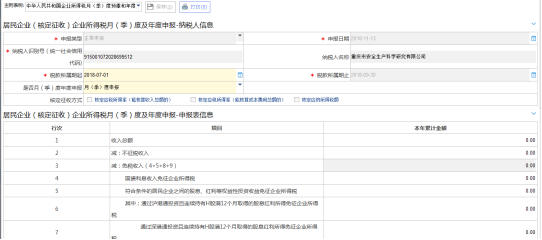 企業(yè)所得稅年度B類申報(bào)主界面