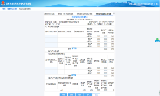 填寫本期委托加工情況報(bào)告表