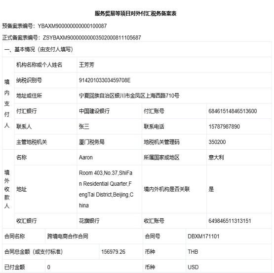 稅務(wù)登記備案表詳頁面