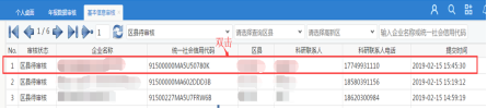 雙擊某一行企業(yè)進入審核詳情頁