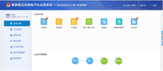 進(jìn)入到全程電子化首頁(yè)