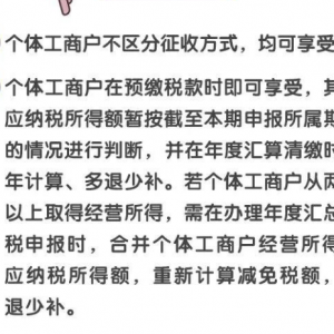 一圖說(shuō)明：個(gè)體工商戶年應(yīng)納稅所得額不超過(guò)200萬(wàn)元部分減半征收個(gè)人所得稅政策