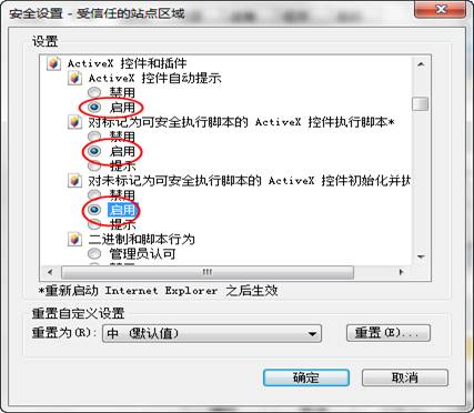 activex控件和插件所有選項(xiàng)設(shè)置為啟用