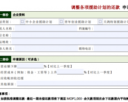 調(diào)整各項(xiàng)援助計(jì)劃的還款申請表